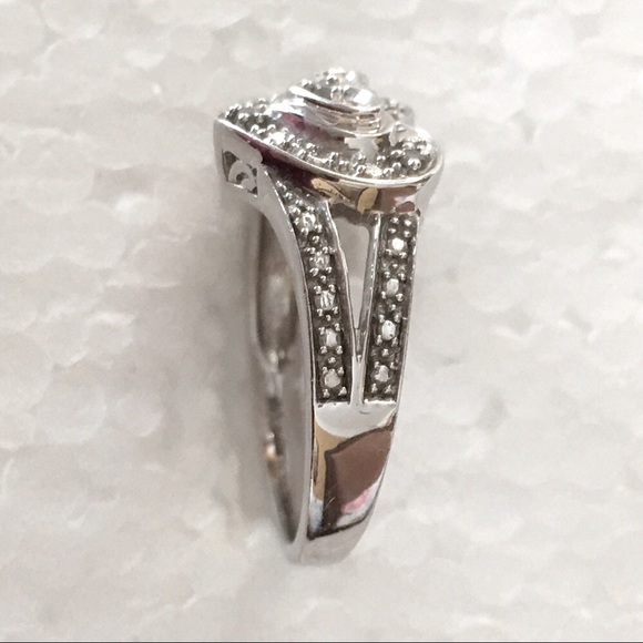 Heart Ring Diamonds And Sterling  size 7 - Picture 9 of 11